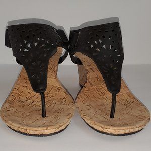 Black Vicki Wedge Sandals 11 Wide